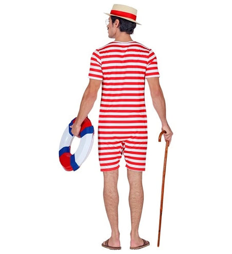 E-Carnavalskleding.nl Retro badpak - rood / wit Robin