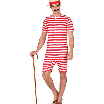 E-Carnavalskleding.nl Retro badpak - rood / wit Robin