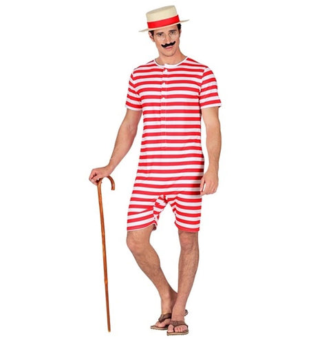 E-Carnavalskleding.nl Retro badpak - rood / wit Robin