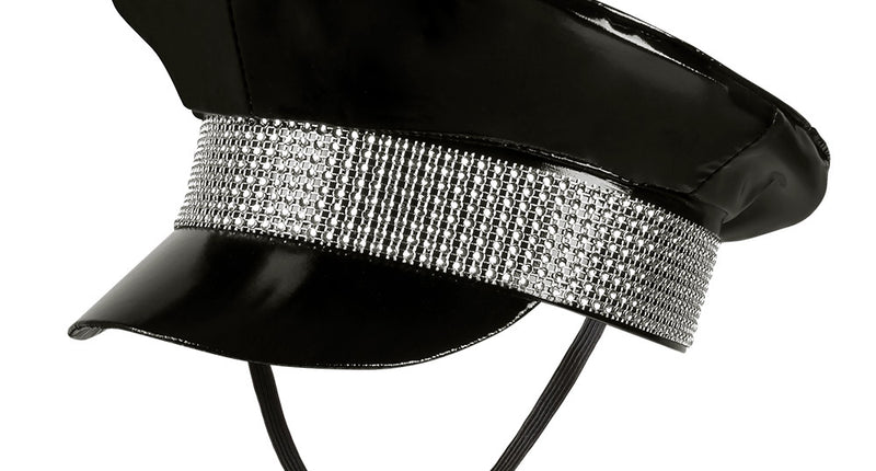 E-Carnavalskleding.nl Rocker pet zwart glitters