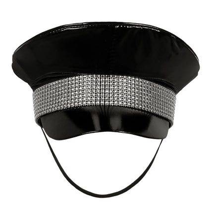 E-Carnavalskleding.nl Rocker pet zwart glitters