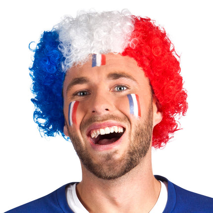 E-Carnavalskleding.nl Rood wit blauw pruik Nederland