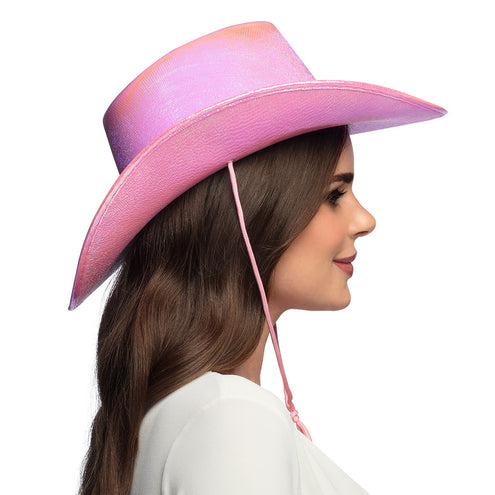 E-Carnavalskleding.nl Roze cowboyhoed Pearl roze