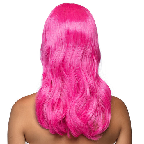 E-Carnavalskleding.nl Roze pruik lang golvend haar Chique icy