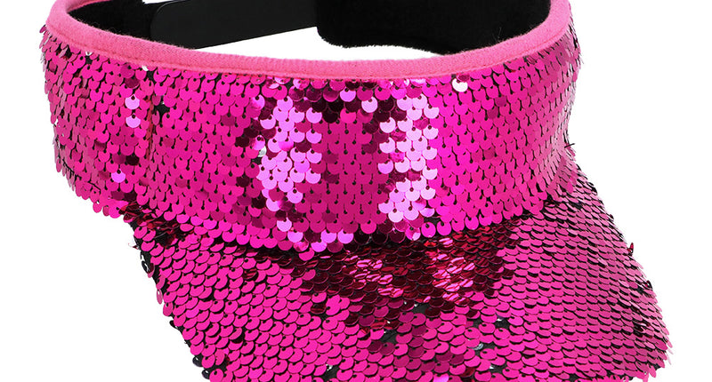 E-Carnavalskleding.nl Roze zonneklep glitter pailletten
