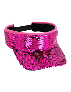 E-Carnavalskleding.nl Roze zonneklep glitter pailletten