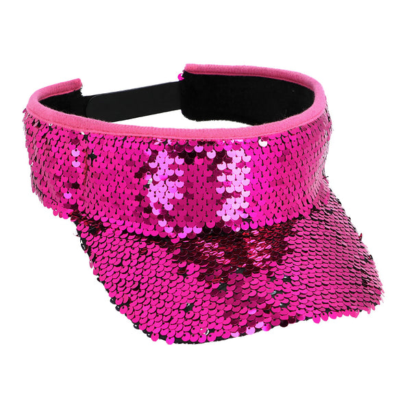 E-Carnavalskleding.nl Roze zonneklep glitter pailletten