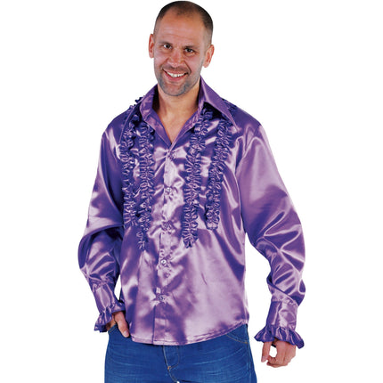 E-Carnavalskleding.nl Ruche blouse overhemd paars heren