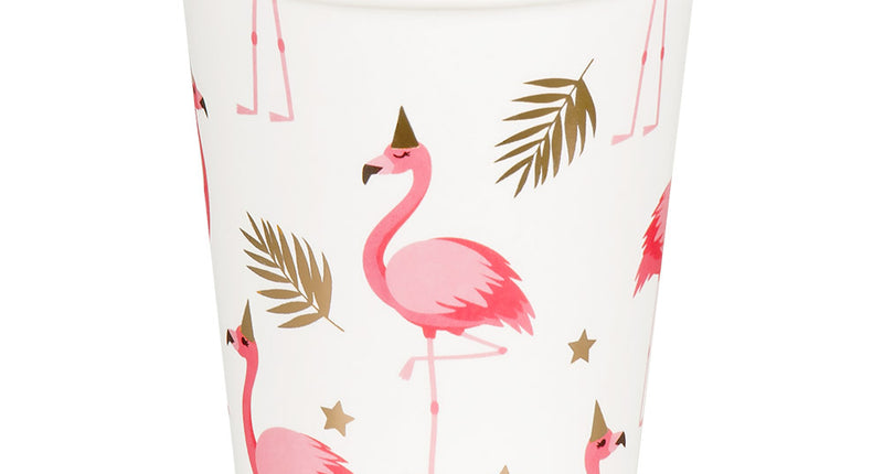 E-Carnavalskleding.nl Set 10 papieren bekertjes Flamingo