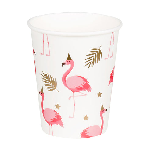 E-Carnavalskleding.nl Set 10 papieren bekertjes Flamingo