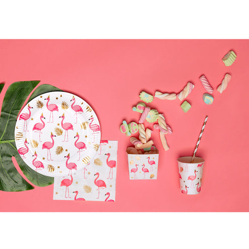 E-Carnavalskleding.nl Set 10 papieren bekertjes Flamingo