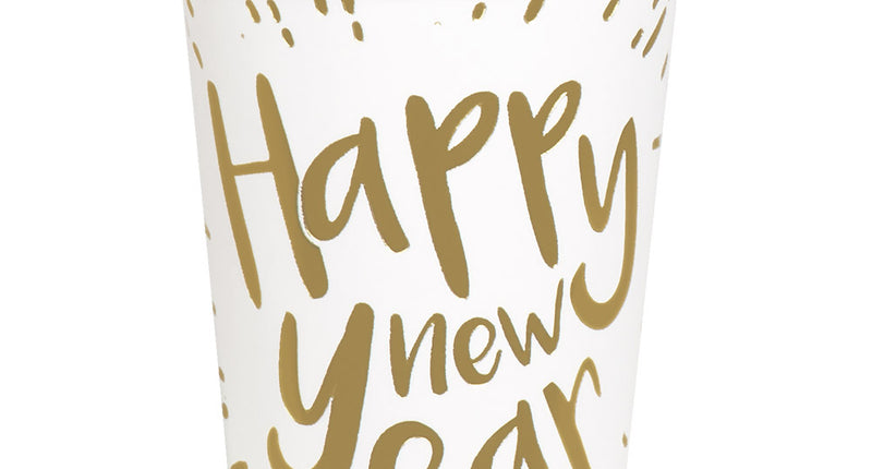 E-Carnavalskleding.nl Set 10 papieren bekertjes 'Happy new year'
