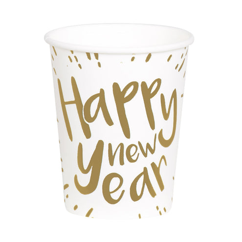 E-Carnavalskleding.nl Set 10 papieren bekertjes 'Happy new year'