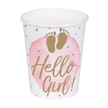 E-Carnavalskleding.nl Set 10 papieren bekertjes 'Hello girl!'