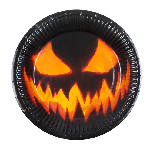 E-Carnavalskleding.nl Set 10 papieren bordjes Creepy pumpkin