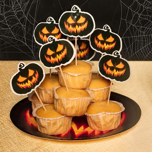 E-Carnavalskleding.nl Set 10 papieren bordjes Creepy pumpkin
