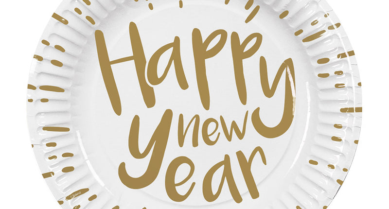 E-Carnavalskleding.nl Set 10 papieren bordjes 'Happy new year'