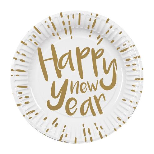 E-Carnavalskleding.nl Set 10 papieren bordjes 'Happy new year'