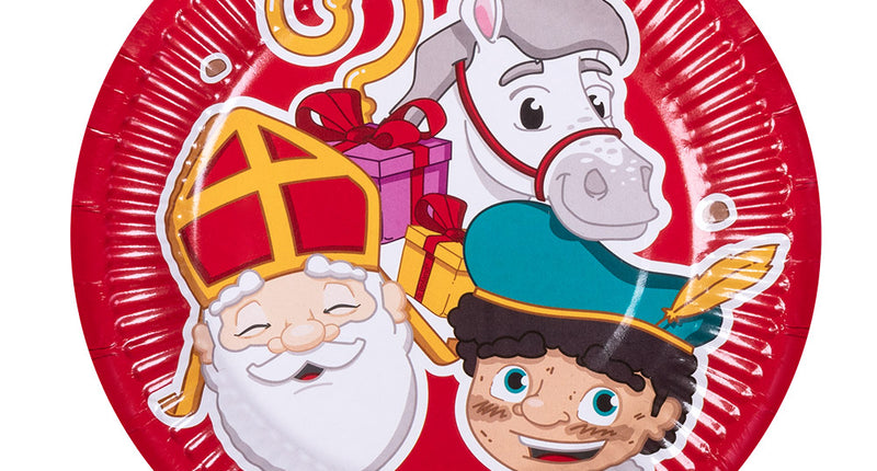 E-Carnavalskleding.nl Set 10 papieren bordjes Sinterklaas