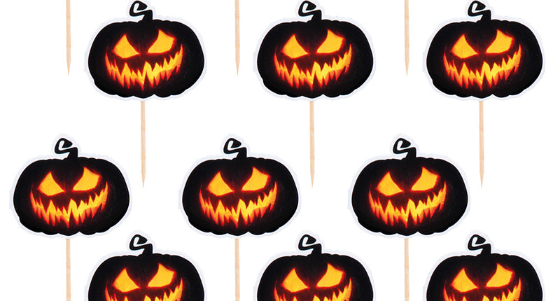 E-Carnavalskleding.nl Set 12 cocktailprikkers Creepy pumpkin