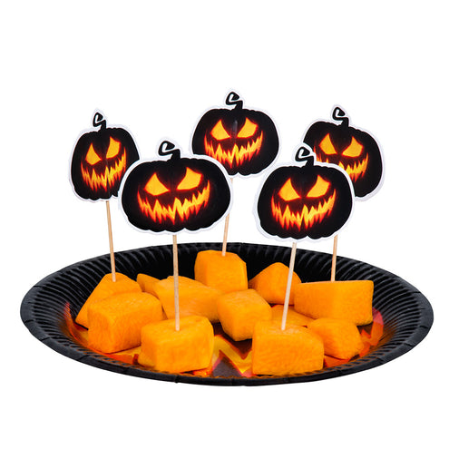 E-Carnavalskleding.nl Set 12 cocktailprikkers Creepy pumpkin