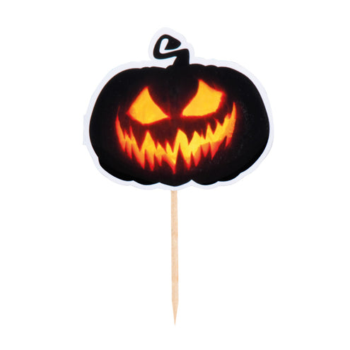 E-Carnavalskleding.nl Set 12 cocktailprikkers Creepy pumpkin