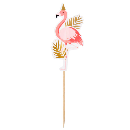 E-Carnavalskleding.nl Set 12 cocktailprikkers Flamingo