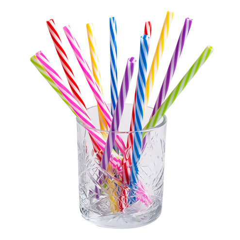 E-Carnavalskleding.nl Set 12 herbruikbare plastic rietjes met ragertje