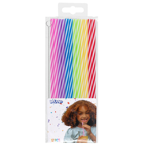 E-Carnavalskleding.nl Set 12 herbruikbare plastic rietjes met ragertje