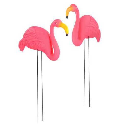 E-Carnavalskleding.nl Set 2 tuindecoraties Flamingo