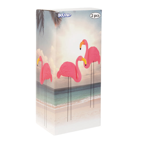 E-Carnavalskleding.nl Set 2 tuindecoraties Flamingo
