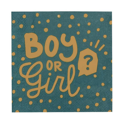 E-Carnavalskleding.nl Set 20 papieren servetten 'Boy or girl?'