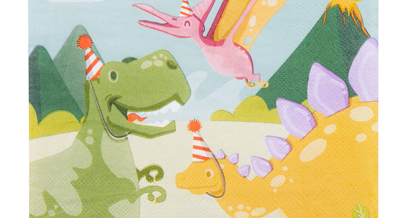 E-Carnavalskleding.nl Set 20 papieren servetten Dino party