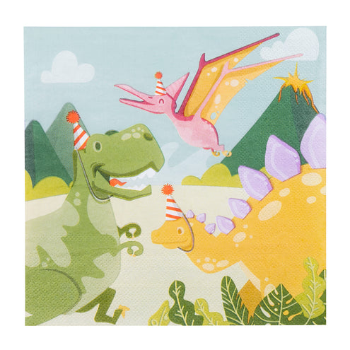 E-Carnavalskleding.nl Set 20 papieren servetten Dino party