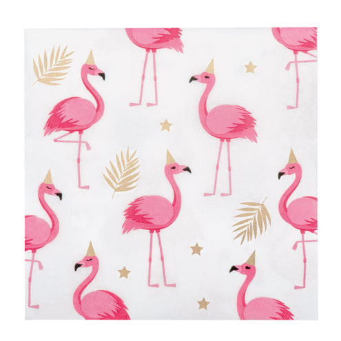 E-Carnavalskleding.nl Set 20 papieren servetten Flamingo