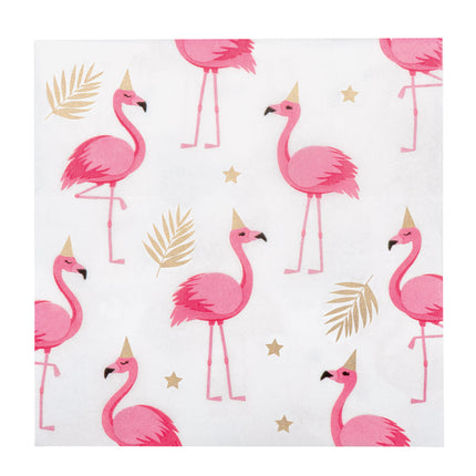 E-Carnavalskleding.nl Set 20 papieren servetten Flamingo