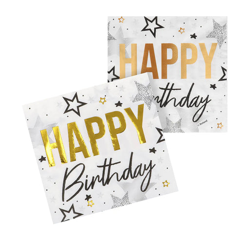 E-Carnavalskleding.nl Set 20 papieren servetten 'Happy birthday'