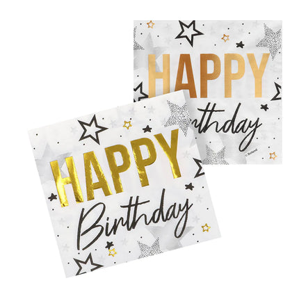E-Carnavalskleding.nl Set 20 papieren servetten 'Happy birthday'