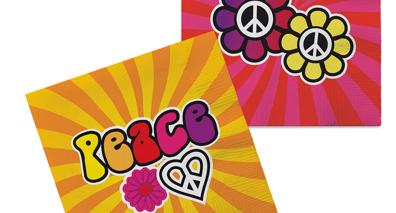 E-Carnavalskleding.nl Set 20 papieren servetten Hippie