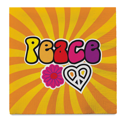 E-Carnavalskleding.nl Set 20 papieren servetten Hippie