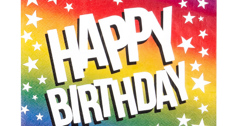 E-Carnavalskleding.nl Set 20 papieren servetten Rainbow 'Happy birthday'