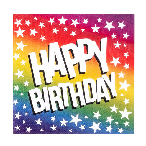 E-Carnavalskleding.nl Set 20 papieren servetten Rainbow 'Happy birthday'