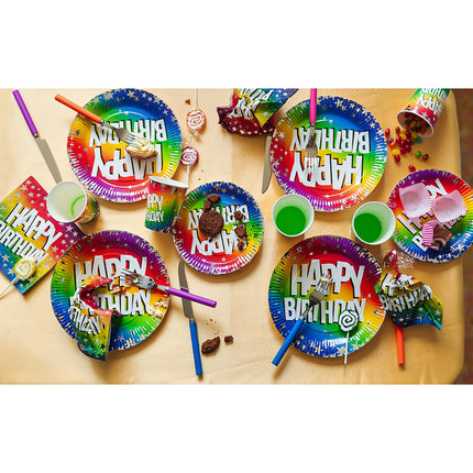 E-Carnavalskleding.nl Set 20 papieren servetten Rainbow 'Happy birthday'