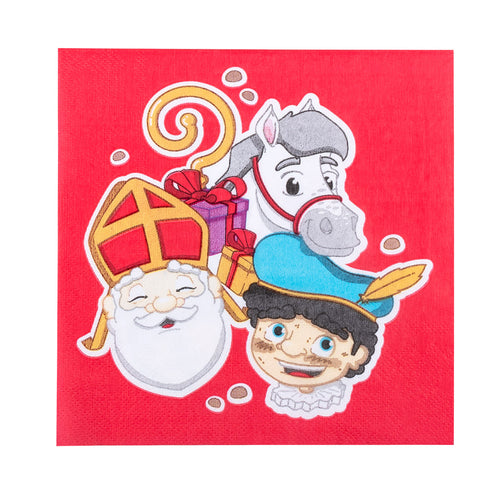 E-Carnavalskleding.nl Set 20 papieren servetten Sinterklaas