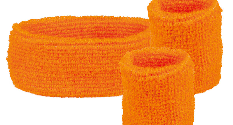 E-Carnavalskleding.nl Set 3 zweetbandjes neonoranje