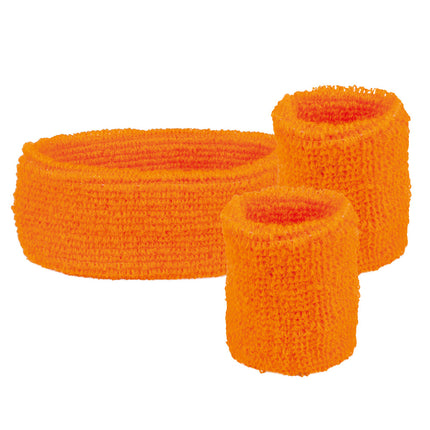 E-Carnavalskleding.nl Set 3 zweetbandjes neonoranje