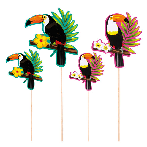 E-Carnavalskleding.nl Set 4 cocktailprikkers Toekan