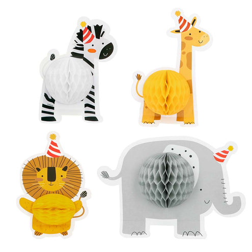 E-Carnavalskleding.nl Set 4 honingraat tafeldecoraties Safari