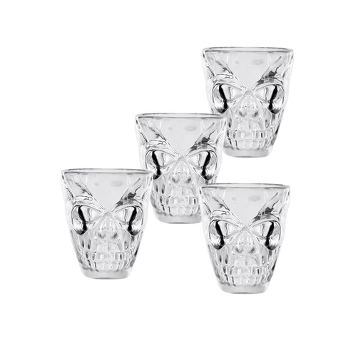 E-Carnavalskleding.nl Set 4 plastic shotglaasjes Schedel