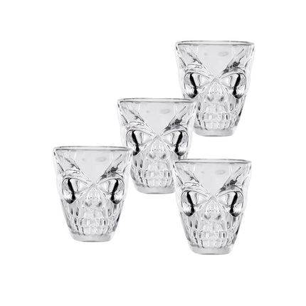 E-Carnavalskleding.nl Set 4 plastic shotglaasjes Schedel